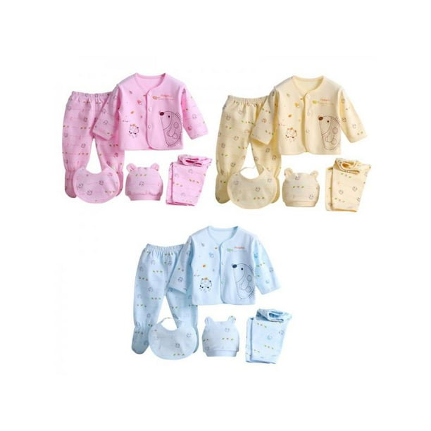Newborn 0-3 Months T-shirt Top+Pants Set Baby Boy Girls Outfit Kids Clothes 5pcs